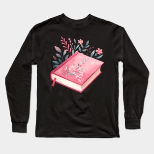 Pink Floral Book Long Sleeve T-Shirt